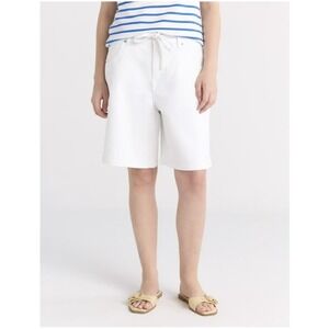 Free Assembly Women's and Women's Plus Bermuda Shorts with Belt Vivid White 4